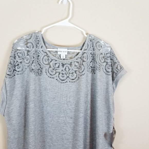 Ava & Viv Gray Top 3X - Picture 4 of 8
